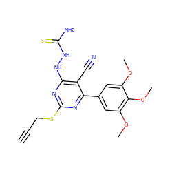 C#CCSc1nc(NNC(N)=S)c(C#N)c(-c2cc(OC)c(OC)c(OC)c2)n1 ZINC000215983187