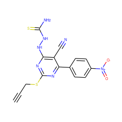 C#CCSc1nc(NNC(N)=S)c(C#N)c(-c2ccc([N+](=O)[O-])cc2)n1 ZINC000215989806