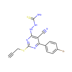 C#CCSc1nc(NNC(N)=S)c(C#N)c(-c2ccc(Br)cc2)n1 ZINC000215983315