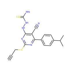 C#CCSc1nc(NNC(N)=S)c(C#N)c(-c2ccc(C(C)C)cc2)n1 ZINC000215983385