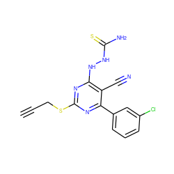 C#CCSc1nc(NNC(N)=S)c(C#N)c(-c2cccc(Cl)c2)n1 ZINC000215989876