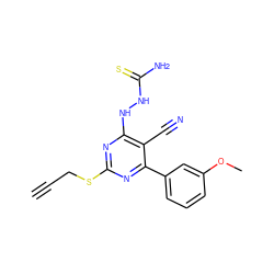 C#CCSc1nc(NNC(N)=S)c(C#N)c(-c2cccc(OC)c2)n1 ZINC000215990018