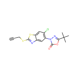 C#CCSc1nc2cc(-n3nc(C(C)(C)C)oc3=O)c(Cl)cc2s1 ZINC000073197613