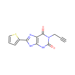 C#CCn1c(=O)[nH]c2[nH]c(-c3cccs3)nc2c1=O ZINC000013776392