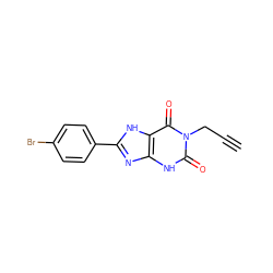 C#CCn1c(=O)[nH]c2nc(-c3ccc(Br)cc3)[nH]c2c1=O ZINC000013472991