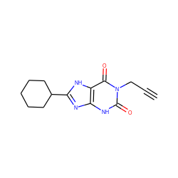 C#CCn1c(=O)[nH]c2nc(C3CCCCC3)[nH]c2c1=O ZINC000013833549