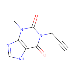 C#CCn1c(=O)c2[nH]cnc2n(C)c1=O ZINC000013473615