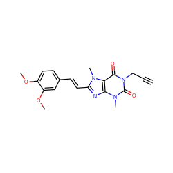 C#CCn1c(=O)c2c(nc(/C=C/c3ccc(OC)c(OC)c3)n2C)n(C)c1=O ZINC000013776419