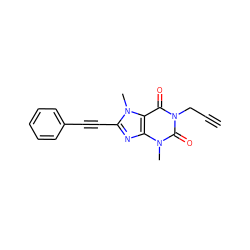 C#CCn1c(=O)c2c(nc(C#Cc3ccccc3)n2C)n(C)c1=O ZINC000095594561