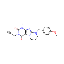 C#CCn1c(=O)c2c(nc3n2CCCN3Cc2ccc(OC)cc2)n(C)c1=O ZINC000103251208