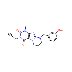 C#CCn1c(=O)c2c(nc3n2CCCN3Cc2cccc(OC)c2)n(C)c1=O ZINC000103251205