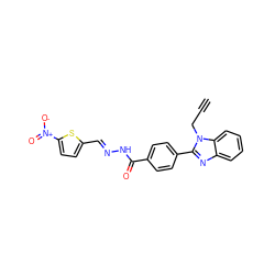 C#CCn1c(-c2ccc(C(=O)N/N=C/c3ccc([N+](=O)[O-])s3)cc2)nc2ccccc21 ZINC001772643153