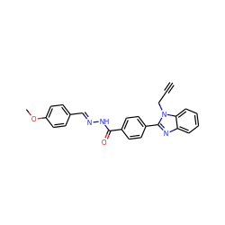 C#CCn1c(-c2ccc(C(=O)N/N=C/c3ccc(OC)cc3)cc2)nc2ccccc21 ZINC001772582004