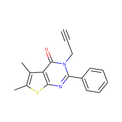 C#CCn1c(-c2ccccc2)nc2sc(C)c(C)c2c1=O ZINC000049066735