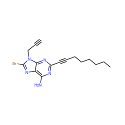 C#CCn1c(Br)nc2c(N)nc(C#CCCCCCC)nc21 ZINC000142974228