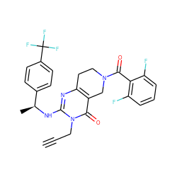 C#CCn1c(N[C@@H](C)c2ccc(C(F)(F)F)cc2)nc2c(c1=O)CN(C(=O)c1c(F)cccc1F)CC2 ZINC000113857059