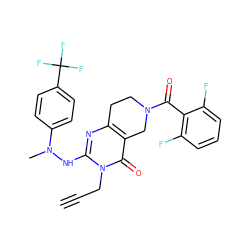 C#CCn1c(NN(C)c2ccc(C(F)(F)F)cc2)nc2c(c1=O)CN(C(=O)c1c(F)cccc1F)CC2 ZINC001772575328