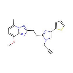 C#CCn1cc(-c2cccs2)nc1CCc1nc2c(OC)ccc(C)n2n1 ZINC000117864992