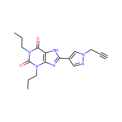 C#CCn1cc(-c2nc3c([nH]2)c(=O)n(CCC)c(=O)n3CCC)cn1 ZINC000115153044