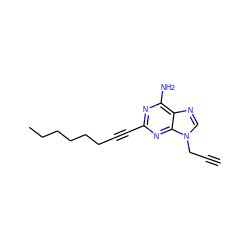 C#CCn1cnc2c(N)nc(C#CCCCCCC)nc21 ZINC000142943512