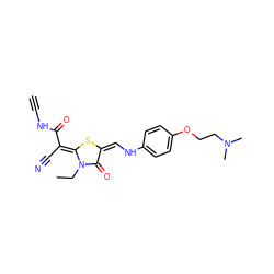 C#CNC(=O)/C(C#N)=c1\s/c(=C/Nc2ccc(OCCN(C)C)cc2)c(=O)n1CC ZINC000101204574