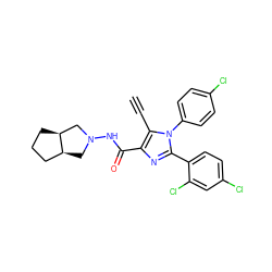 C#Cc1c(C(=O)NN2C[C@H]3CCC[C@H]3C2)nc(-c2ccc(Cl)cc2Cl)n1-c1ccc(Cl)cc1 ZINC000036294667