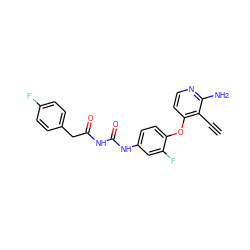 C#Cc1c(Oc2ccc(NC(=O)NC(=O)Cc3ccc(F)cc3)cc2F)ccnc1N ZINC000040979987