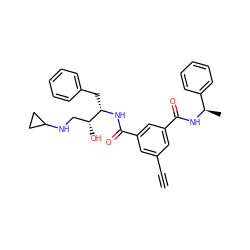 C#Cc1cc(C(=O)N[C@@H](Cc2ccccc2)[C@H](O)CNC2CC2)cc(C(=O)N[C@H](C)c2ccccc2)c1 ZINC000040936557