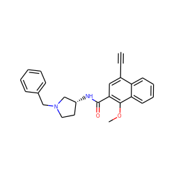 C#Cc1cc(C(=O)N[C@@H]2CCN(Cc3ccccc3)C2)c(OC)c2ccccc12 ZINC000013553244