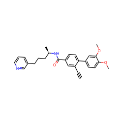 C#Cc1cc(C(=O)N[C@H](C)CCCc2cccnc2)ccc1-c1ccc(OC)c(OC)c1 ZINC000029486715