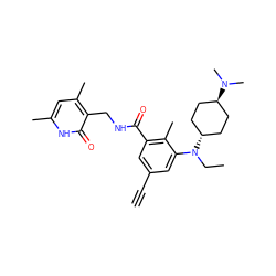 C#Cc1cc(C(=O)NCc2c(C)cc(C)[nH]c2=O)c(C)c(N(CC)[C@H]2CC[C@H](N(C)C)CC2)c1 ZINC001772613783