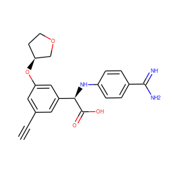 C#Cc1cc(O[C@H]2CCOC2)cc([C@@H](Nc2ccc(C(=N)N)cc2)C(=O)O)c1 ZINC000014953318