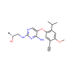 C#Cc1cc(Oc2cnc(NC[C@@H](C)O)nc2N)c(C(C)C)cc1OC ZINC000166874914