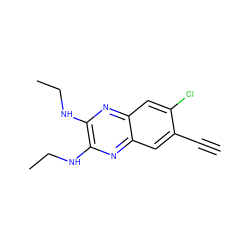 C#Cc1cc2nc(NCC)c(NCC)nc2cc1Cl ZINC000115765053