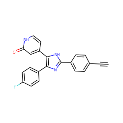 C#Cc1ccc(-c2nc(-c3ccc(F)cc3)c(-c3cc[nH]c(=O)c3)[nH]2)cc1 ZINC000299833229