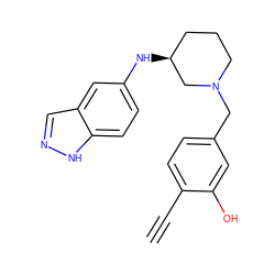 C#Cc1ccc(CN2CCC[C@H](Nc3ccc4[nH]ncc4c3)C2)cc1O ZINC000114336640