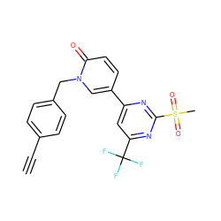 C#Cc1ccc(Cn2cc(-c3cc(C(F)(F)F)nc(S(C)(=O)=O)n3)ccc2=O)cc1 ZINC001772570611