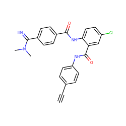 C#Cc1ccc(NC(=O)c2cc(Cl)ccc2NC(=O)c2ccc(C(=N)N(C)C)cc2)cc1 ZINC000034047868