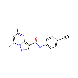C#Cc1ccc(NC(=O)c2cnn3c(C)cc(C)nc23)cc1 ZINC000066157275