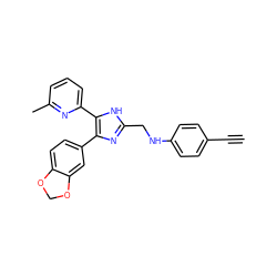 C#Cc1ccc(NCc2nc(-c3ccc4c(c3)OCO4)c(-c3cccc(C)n3)[nH]2)cc1 ZINC000473245123