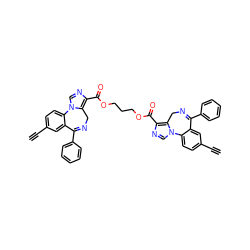 C#Cc1ccc2c(c1)C(c1ccccc1)=NCc1c(C(=O)OCCCOC(=O)c3ncn4c3CN=C(c3ccccc3)c3cc(C#C)ccc3-4)ncn1-2 ZINC000049898633