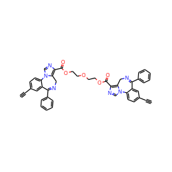 C#Cc1ccc2c(c1)C(c1ccccc1)=NCc1c(C(=O)OCCOCCOC(=O)c3ncn4c3CN=C(c3ccccc3)c3cc(C#C)ccc3-4)ncn1-2 ZINC000049888912