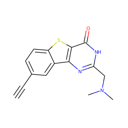 C#Cc1ccc2sc3c(=O)[nH]c(CN(C)C)nc3c2c1 ZINC000045284483