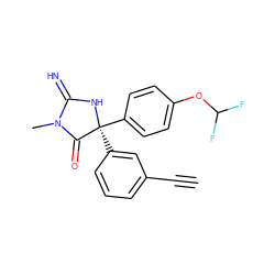 C#Cc1cccc([C@@]2(c3ccc(OC(F)F)cc3)NC(=N)N(C)C2=O)c1 ZINC000064526955