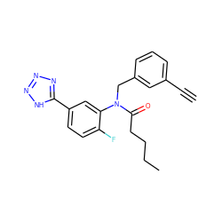 C#Cc1cccc(CN(C(=O)CCCC)c2cc(-c3nnn[nH]3)ccc2F)c1 ZINC000084740935