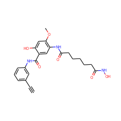 C#Cc1cccc(NC(=O)c2cc(NC(=O)CCCCCC(=O)NO)c(OC)cc2O)c1 ZINC000084669200