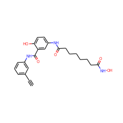 C#Cc1cccc(NC(=O)c2cc(NC(=O)CCCCCCC(=O)NO)ccc2O)c1 ZINC000084652987