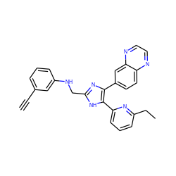 C#Cc1cccc(NCc2nc(-c3ccc4nccnc4c3)c(-c3cccc(CC)n3)[nH]2)c1 ZINC000473244990