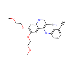 C#Cc1cccc(Nc2c(C#N)cnc3cc(OCCOC)c(OCCOC)cc23)c1 ZINC000026726148