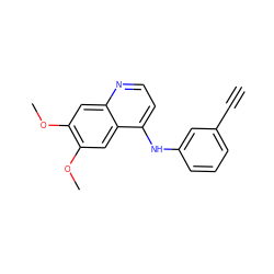 C#Cc1cccc(Nc2ccnc3cc(OC)c(OC)cc23)c1 ZINC000049073055